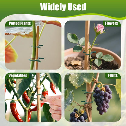 AUAUY 210 Pcs Plant Clips Green Garden Clips Plastic Plant Rings Plant Support Clips for Securing Plant Stem（L）