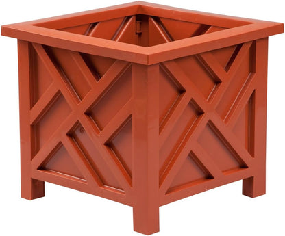 Miles Kimball Chippendale Planter Box, White – Plant Holder for Garden, Patio and Lawn – 14 ¾” sq. x 13 ¼ H Overall