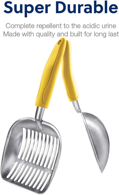 Cat Litter Scoop, Aluminum Alloy Sifter, Kitty Metal Scooper, Deep Shovel, Long Handle, Poop Sifting, Kitten Pooper Lifter, Durable, Heavy Duty, for Litter Box