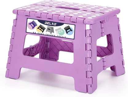 Folding Step Stool 13 Inch,300 Lbs Step Stool for Adults Black