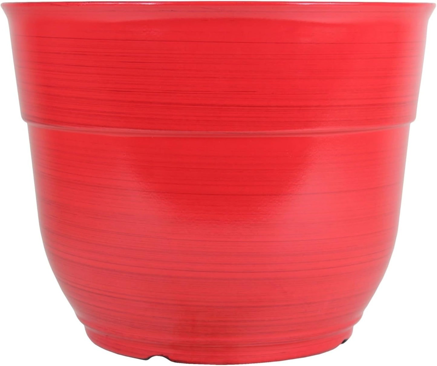 Garden Elements Indoor/Outdoor Glazed Brushed Happy Plastic Planter, Large, Bright Pink, 15"
