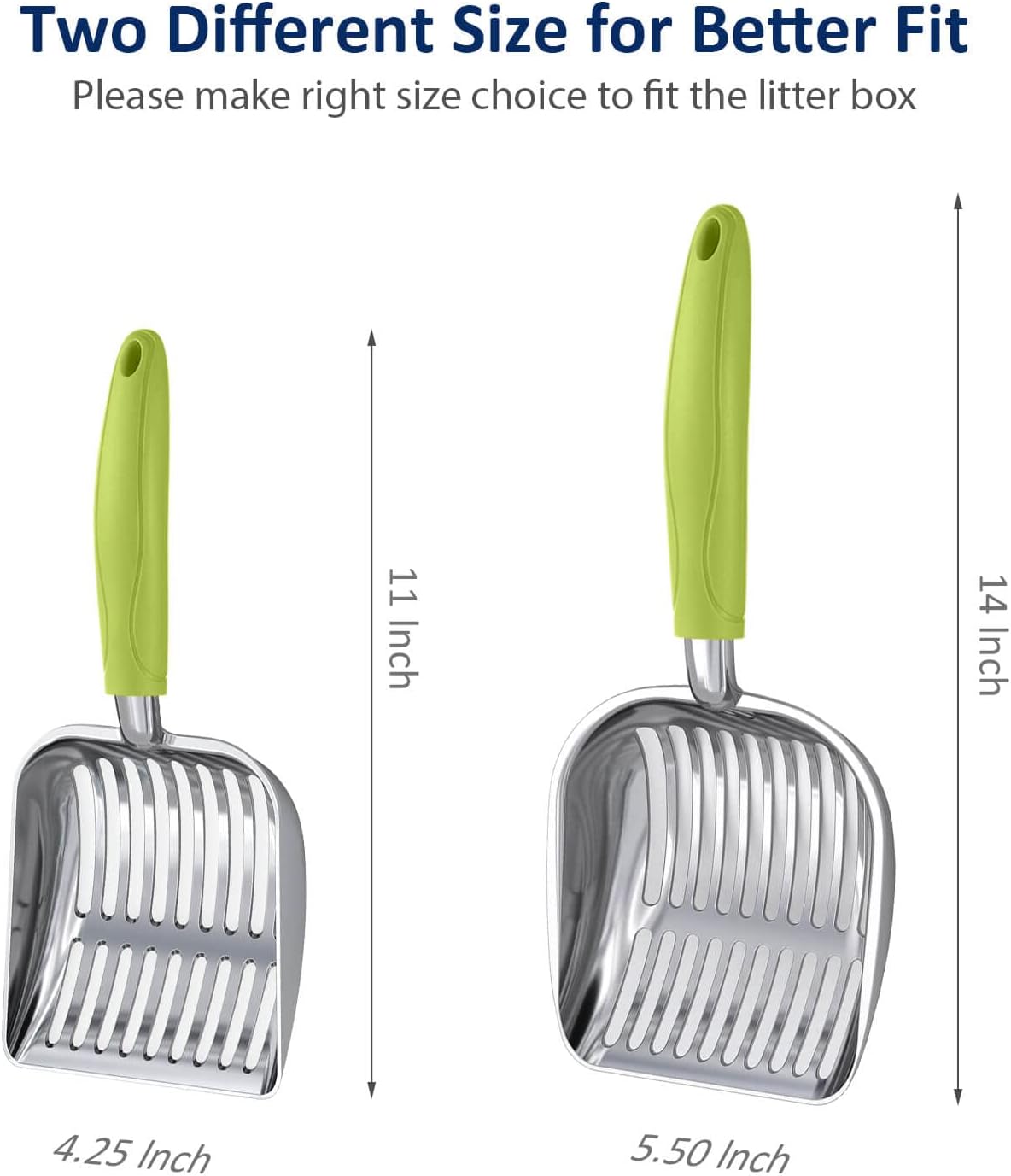 Cat Litter Scoop, Aluminum Alloy Sifter, Kitty Metal Scooper, Deep Shovel, Long Handle, Poop Sifting, Kitten Pooper Lifter, Durable, Heavy Duty, for Litter Box
