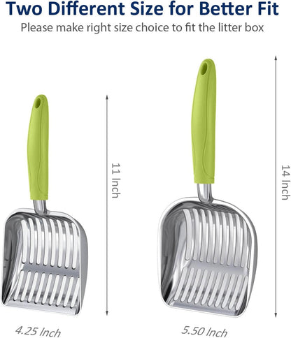 Cat Litter Scoop, Aluminum Alloy Sifter, Kitty Metal Scooper, Deep Shovel, Long Handle, Poop Sifting, Kitten Pooper Lifter, Durable, Heavy Duty, for Litter Box