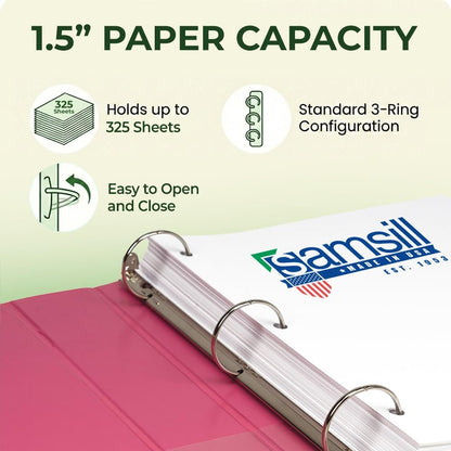 Samsill BioBinder 2 Inch (4-Pack) - Durable Plant-Based 3 Ring View Binder, USDA Certified Biobased, Customizable Nonstick Cover & Spine - 425 Sheet Capacity, Letter Size School Office Organizer