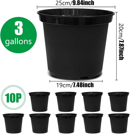 5 Gallon Nursery Pots (10-Pack) + 50ft Garden Hose with Spray Nozzle + 3-in-1 Soil Tester for Moisture/Light/pH | All-in-One Gardening Kit for Indoor/Outdoor Plants, Gardening Gifts for Women