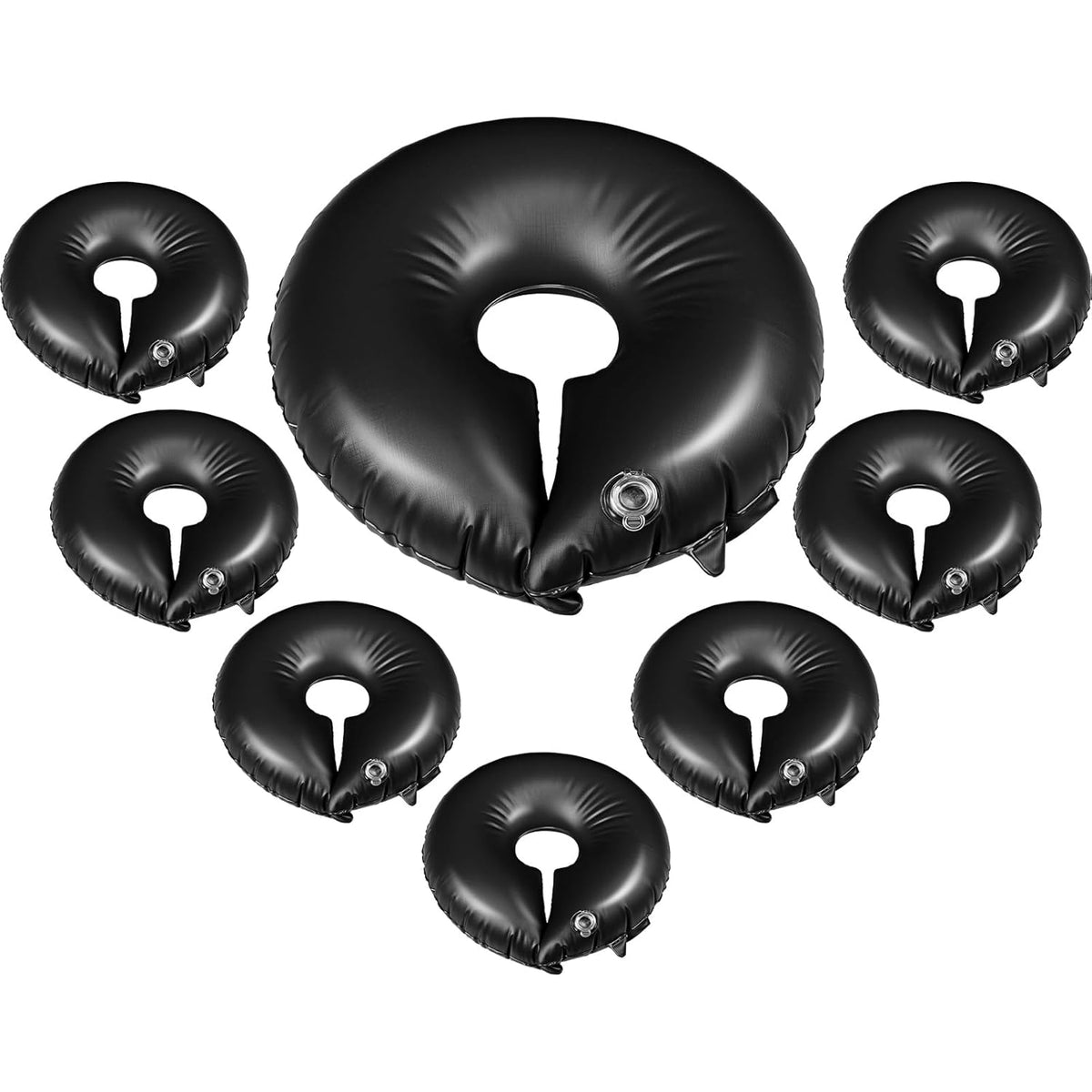 TaoBary 4 Pcs 10 Gallon Tree Watering Ring Bag Slow Release Watering Bag Deep Root Automatic Drip System PVC Drip Irrigation Pouch Donuts for Newly Planted Multi Trunk Trees Shrubs (Black)