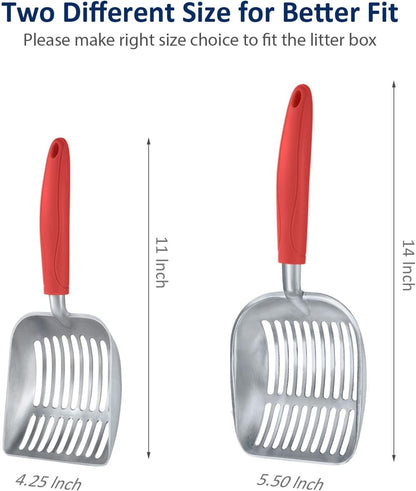 Cat Litter Scoop, Aluminum Alloy Sifter, Kitty Metal Scooper, Deep Shovel, Long Handle, Poop Sifting, Kitten Pooper Lifter, Durable, Heavy Duty, for Litter Box