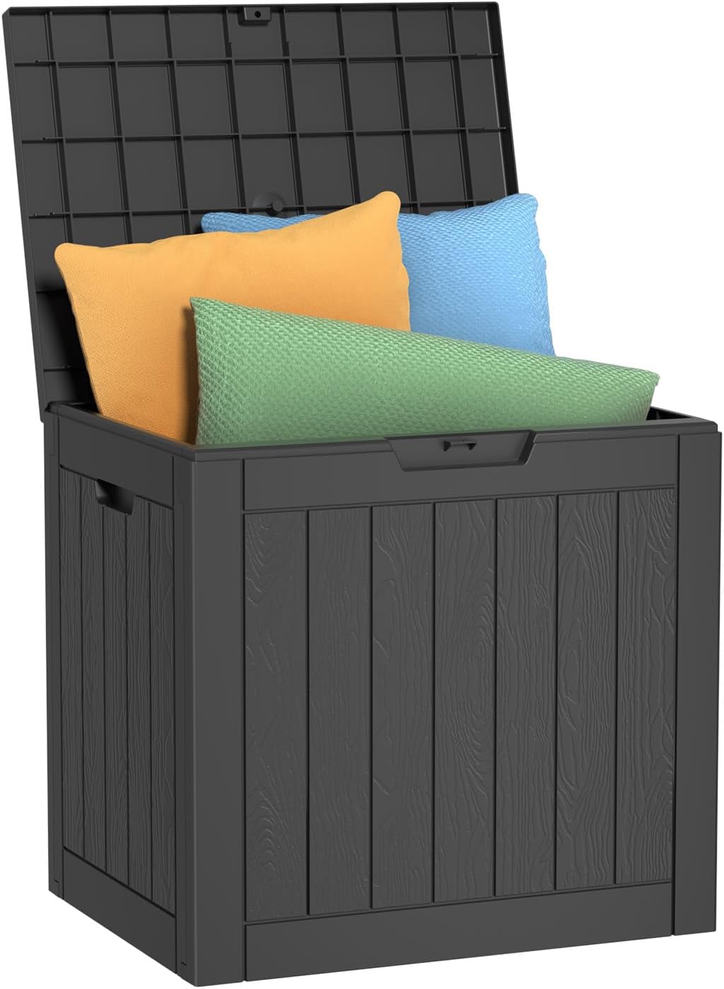 30 Gallon Outdoor Deck Box, Lockable Waterproof Outdoor Storage Boxes For Garden Tools,Indoor Cushions,Accessories Outside Storage Resin Weatherproof Container(Black)