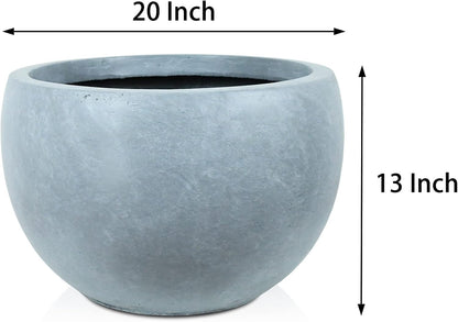Large Round Bowl Vintage BRN Concrete Planter 19.9" Dia, Outdoor