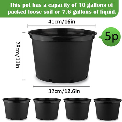 5 Gallon Nursery Pots (10-Pack) + 50ft Garden Hose with Spray Nozzle + 3-in-1 Soil Tester for Moisture/Light/pH | All-in-One Gardening Kit for Indoor/Outdoor Plants, Gardening Gifts for Women