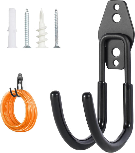 Hose Hanger Wall Mount 2 Pack,Heavy Duty Hose Holder with Screws Metal Hose Hangers for Outside,Hose Rack Suitable for Garage,Garden and Yard