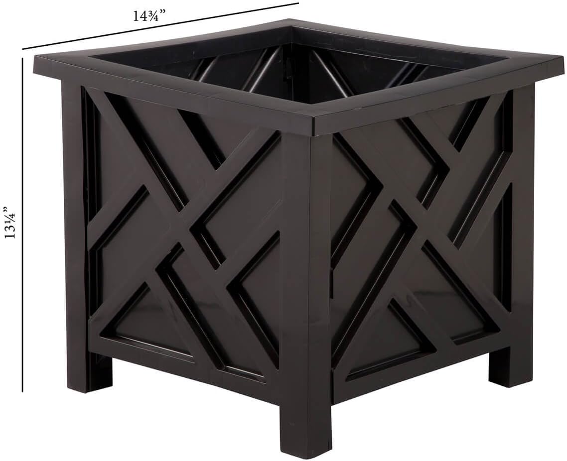 Miles Kimball Chippendale Planter Box, White – Plant Holder for Garden, Patio and Lawn – 14 ¾” sq. x 13 ¼ H Overall