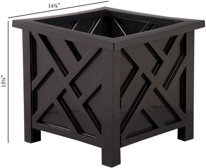 Miles Kimball Chippendale Planter Box, White – Plant Holder for Garden, Patio and Lawn – 14 ¾” sq. x 13 ¼ H Overall