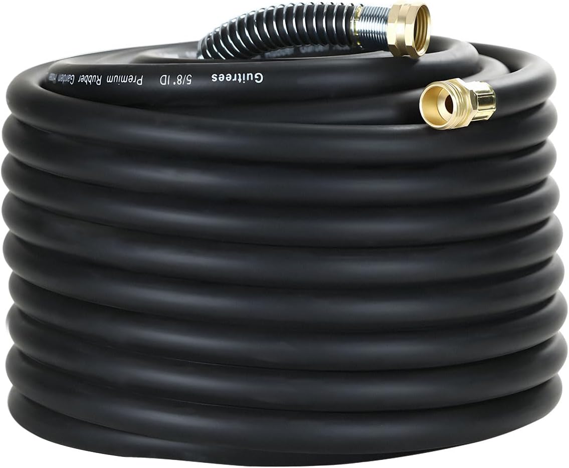 Guitrees Leader Garden Hose 10ft x 5/8", Heavy Duty Short Water Hose, Female to Female Fittings, Five Layered Braiding for Durability, 1000PSI Burst, 300PSI Working (Black) - Colors B