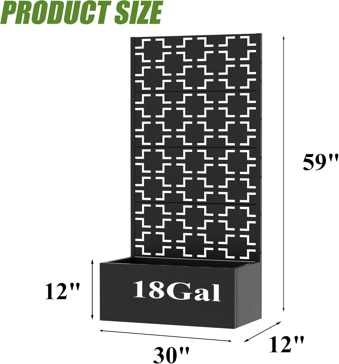 Casaphoria Metal Raised Garden Bed with Trellis and Wheels, 72"x47"x16" Planter Box for Climbing Plants, Vegetables & Vines, Features Drainage Holes and Privacy Screen (Black-Louver) - Colors B