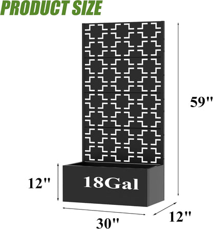 Casaphoria Metal Raised Garden Bed with Trellis and Wheels, 72"x47"x16" Planter Box for Climbing Plants, Vegetables & Vines, Features Drainage Holes and Privacy Screen (Black-Louver) - Colors B