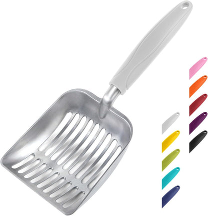 Cat Litter Scoop, Aluminum Alloy Sifter, Kitty Metal Scooper, Deep Shovel, Long Handle, Poop Sifting, Kitten Pooper Lifter, Durable, Heavy Duty, for Litter Box