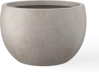 Large Round Bowl Vintage BRN Concrete Planter 19.9" Dia, Outdoor