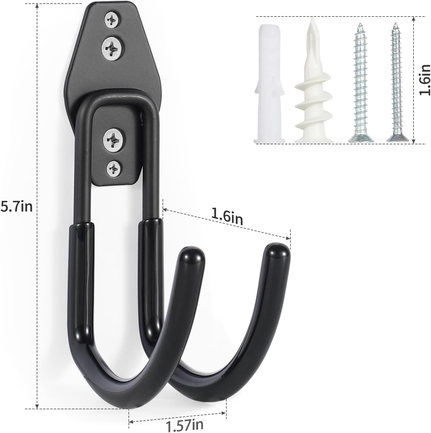 Hose Hanger Wall Mount 2 Pack,Heavy Duty Hose Holder with Screws Metal Hose Hangers for Outside,Hose Rack Suitable for Garage,Garden and Yard