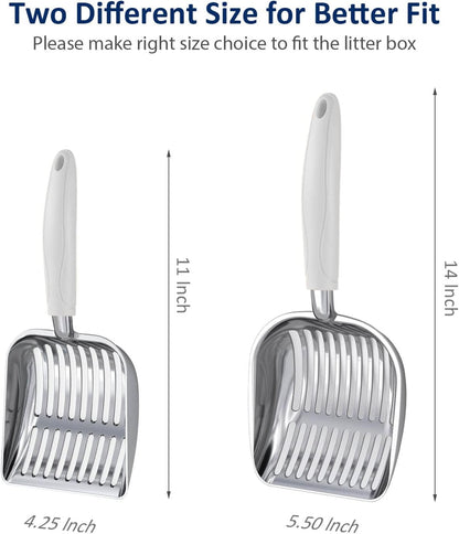 Cat Litter Scoop, Aluminum Alloy Sifter, Kitty Metal Scooper, Deep Shovel, Long Handle, Poop Sifting, Kitten Pooper Lifter, Durable, Heavy Duty, for Litter Box