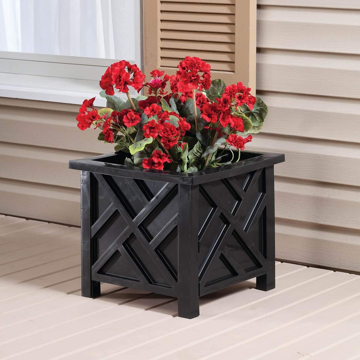 Miles Kimball Chippendale Planter Box, White – Plant Holder for Garden, Patio and Lawn – 14 ¾” sq. x 13 ¼ H Overall