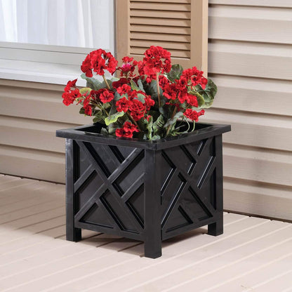 Miles Kimball Chippendale Planter Box, White – Plant Holder for Garden, Patio and Lawn – 14 ¾” sq. x 13 ¼ H Overall