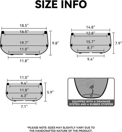 Kante 15.7" Dia Round Concrete Planter, Outdoor Indoor Garden Plant Pots with Drainage Hole and Rubber Plug, Modern Curvaceous Design, Slate Gray