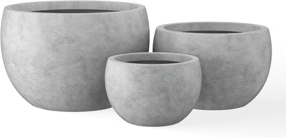 Large Round Bowl Vintage BRN Concrete Planter 19.9" Dia, Outdoor