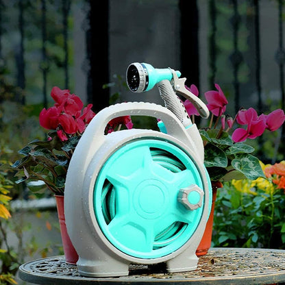 YEFA Retractable Garden Hose Reel - Convenient 50 FT Portable Hose with 6-Function Spray Nozzle for Versatile Watering, Cleaning, and More (Green)