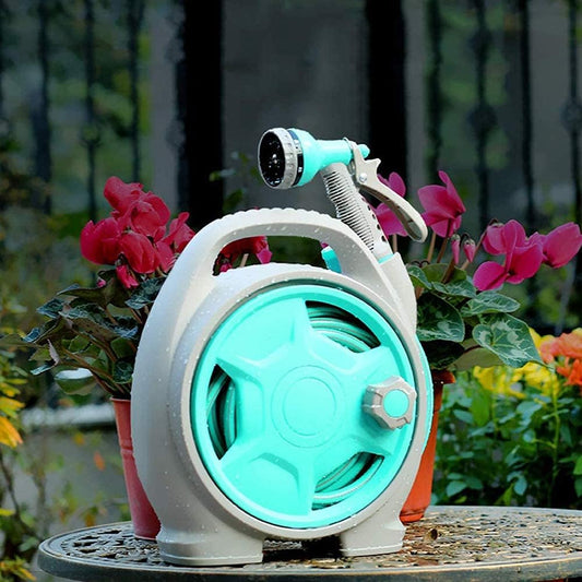 YEFA Retractable Garden Hose Reel - Convenient 50 FT Portable Hose with 6-Function Spray Nozzle for Versatile Watering, Cleaning, and More (Green)