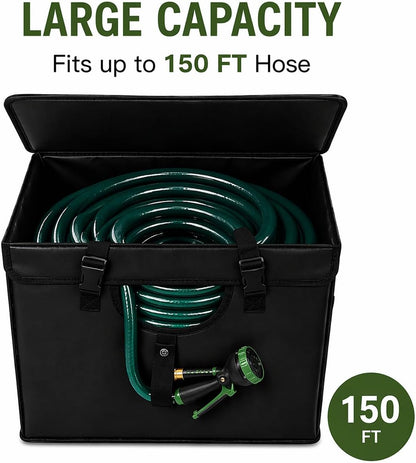 Expandable Garden Hose Holder, Water Hose Organizer, Heavy Duty Self Draining Hose Storage Container, Outdoor Sprinkler Storage Bag for Garden Tools