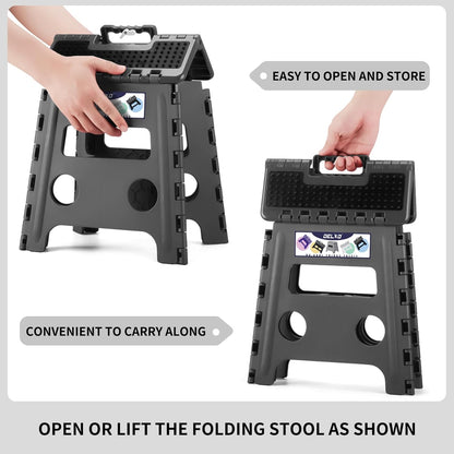 Folding Step Stool 13 Inch,300 Lbs Step Stool for Adults Black