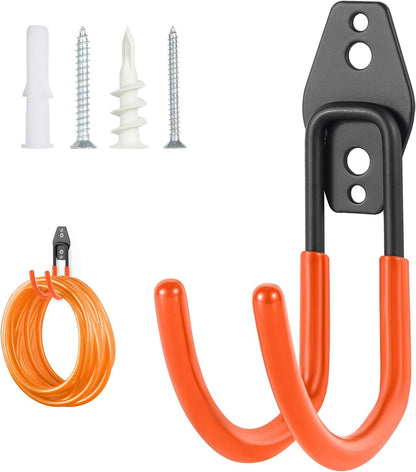 Hose Hanger Wall Mount 2 Pack,Heavy Duty Hose Holder with Screws Metal Hose Hangers for Outside,Hose Rack Suitable for Garage,Garden and Yard