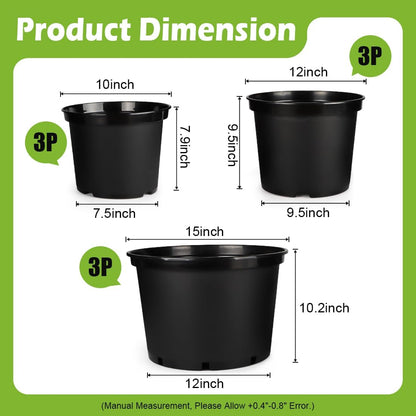 5 Gallon Nursery Pots (10-Pack) + 50ft Garden Hose with Spray Nozzle + 3-in-1 Soil Tester for Moisture/Light/pH | All-in-One Gardening Kit for Indoor/Outdoor Plants, Gardening Gifts for Women