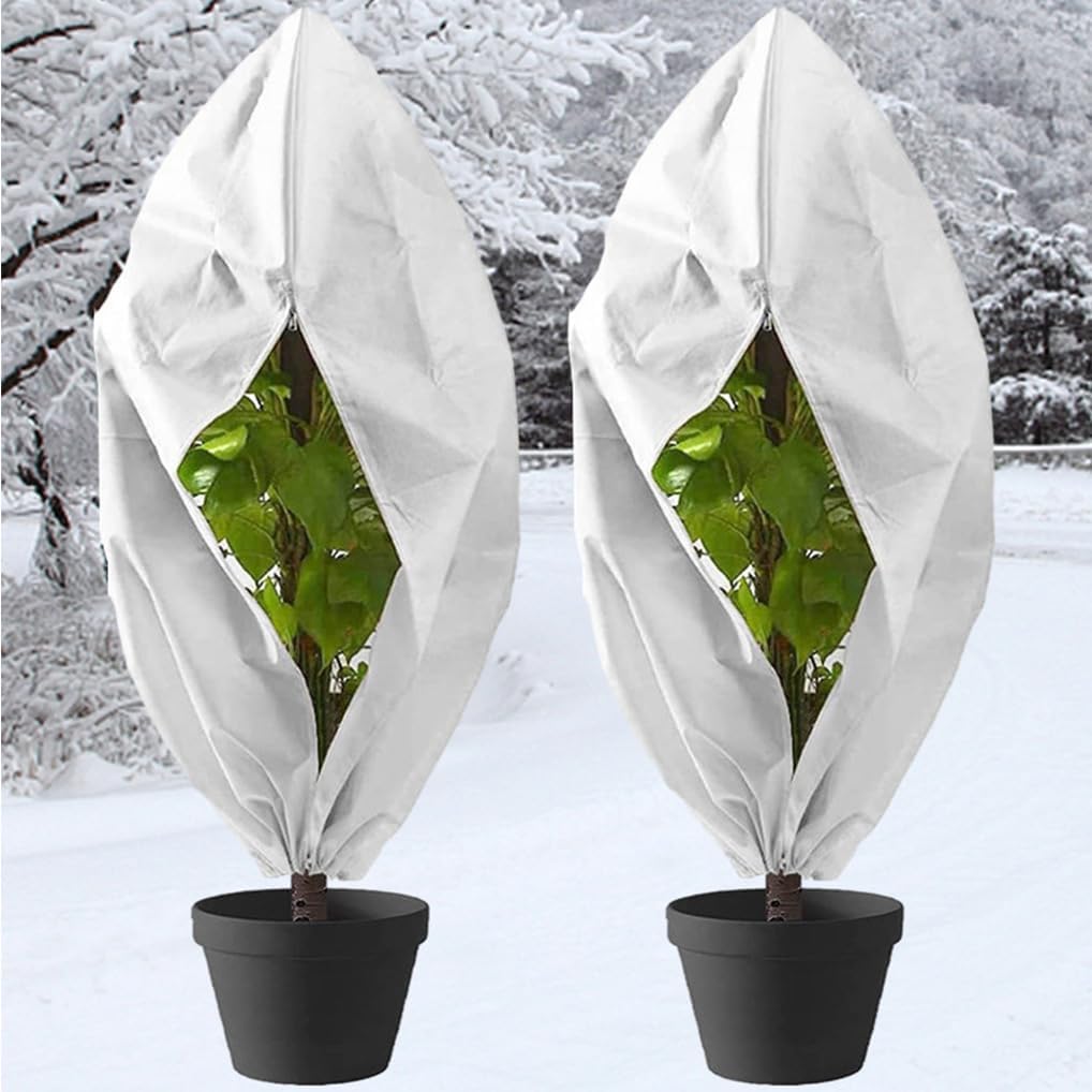 Plant Covers Winter Freeze Protection 1 Pack 78.74'' X 94.49'' Reusable Frost Blanket Tree Wrap Cloth with Drawstring and Zipper for Outdoor Cold Weather - Green