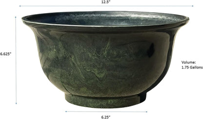 Classic Home and Garden Venetian Deep Bowl 12.5" Planter, Gray Granite