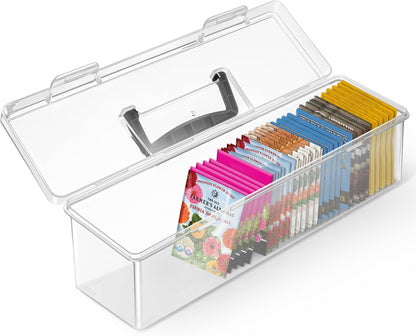 tutata Seed Packet Organizer Box Plastic Portable Seed Packet Storage Box, Seed Storage Organizer