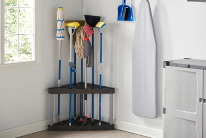 Rubbermaid Garage Tool Tower Rack Easy to Assemble Wheeled Organizes up to 40 Long-Handled Tools/Rakes/ Brooms/Shovles in Home/House/Outdoor/Shed Black