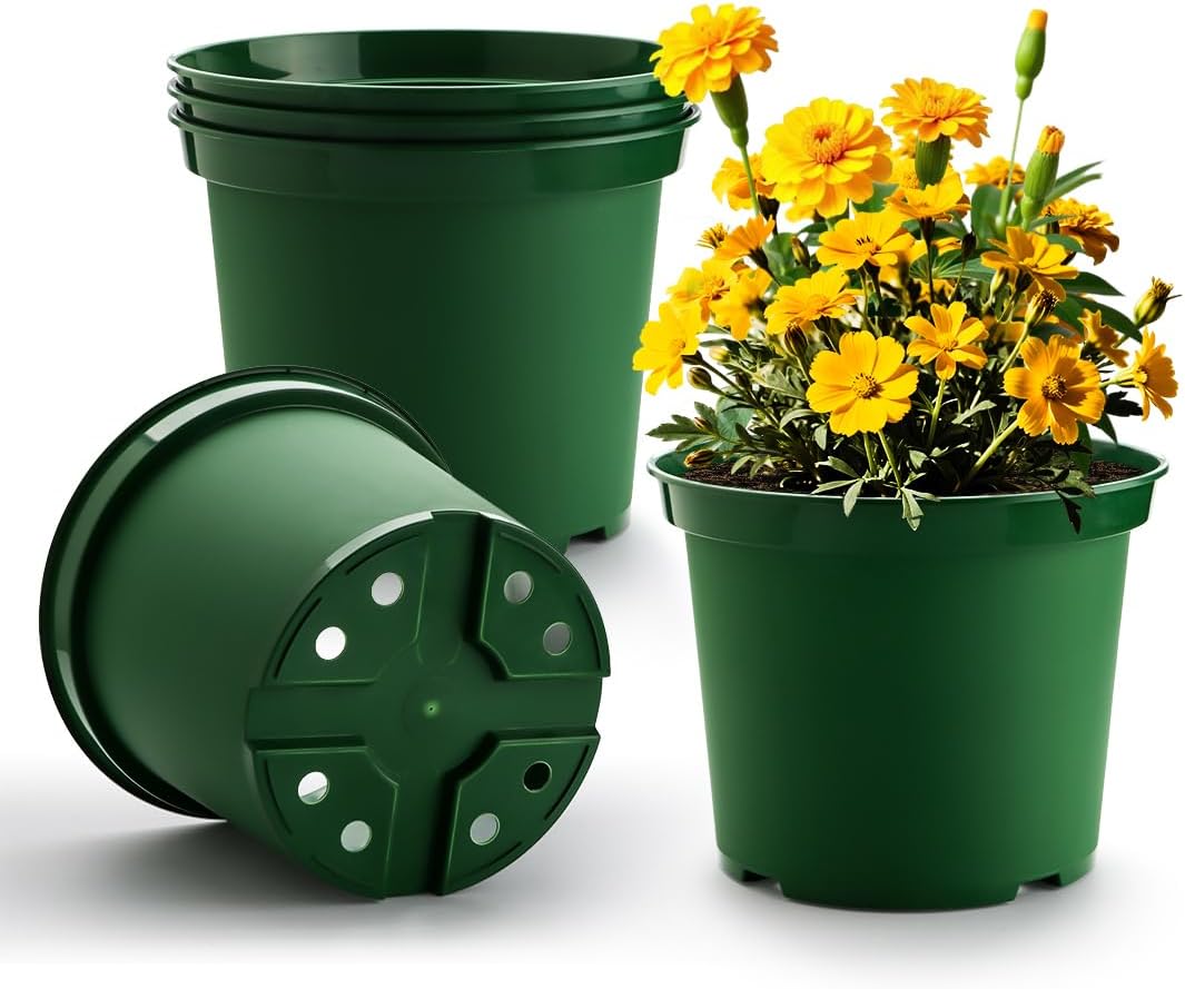 5 Gallon Nursery Pots (10-Pack) + 50ft Garden Hose with Spray Nozzle + 3-in-1 Soil Tester for Moisture/Light/pH | All-in-One Gardening Kit for Indoor/Outdoor Plants, Gardening Gifts for Women