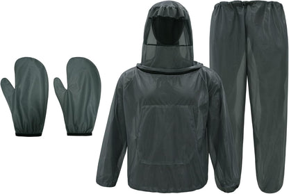 Mosquito Netting Suit Bug Net Mesh Clothing with Hood Outdoor Garden Hunting Camo Protection from Fly Insects Bugs