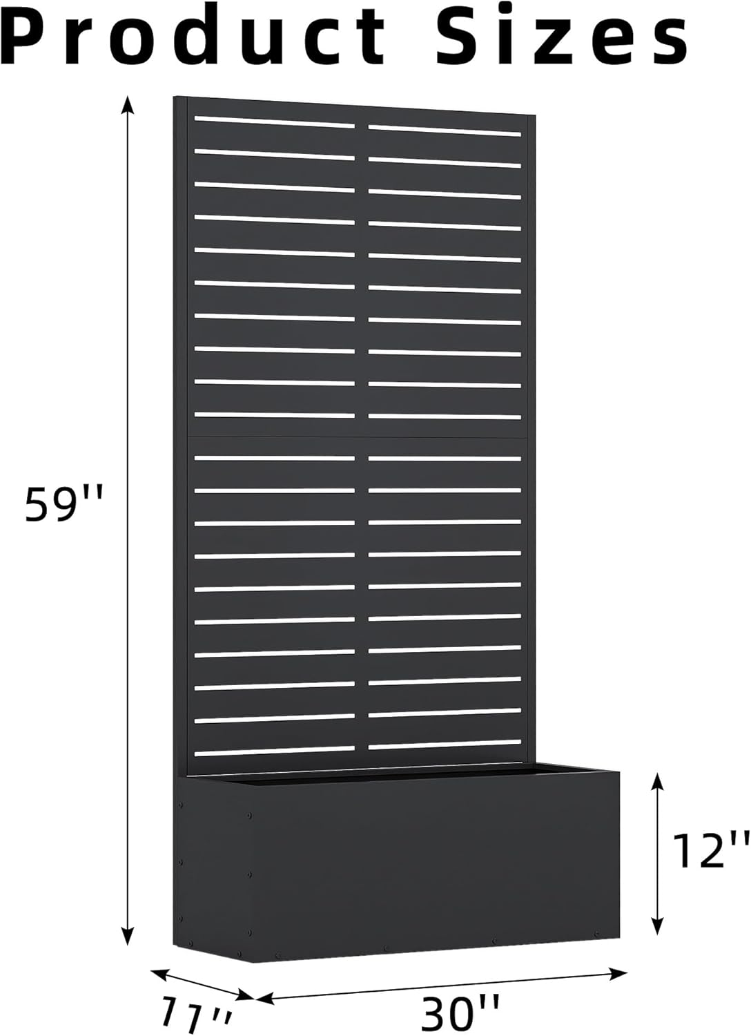 Casaphoria Metal Raised Garden Bed with Trellis and Wheels, 72"x47"x16" Planter Box for Climbing Plants, Vegetables & Vines, Features Drainage Holes and Privacy Screen (Black-Louver) - Colors D