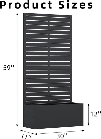 Casaphoria Metal Raised Garden Bed with Trellis and Wheels, 72"x47"x16" Planter Box for Climbing Plants, Vegetables & Vines, Features Drainage Holes and Privacy Screen (Black-Louver) - Colors D