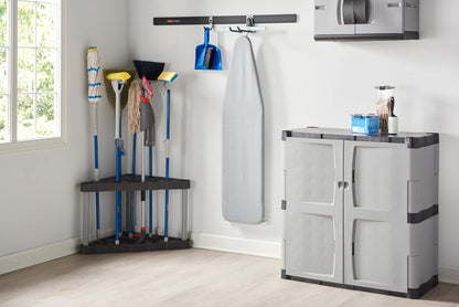Rubbermaid Garage Tool Tower Rack Easy to Assemble Wheeled Organizes up to 40 Long-Handled Tools/Rakes/ Brooms/Shovles in Home/House/Outdoor/Shed Black