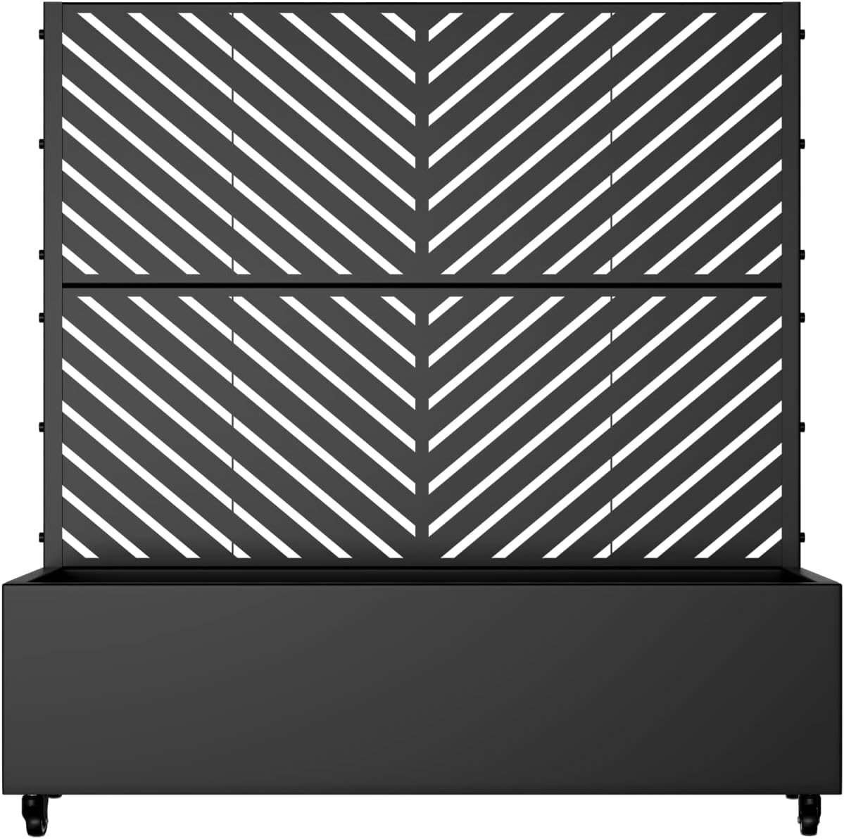 Casaphoria Metal Raised Garden Bed with Trellis and Wheels, 72"x47"x16" Planter Box for Climbing Plants, Vegetables & Vines, Features Drainage Holes and Privacy Screen (Black-Louver) - Colors C