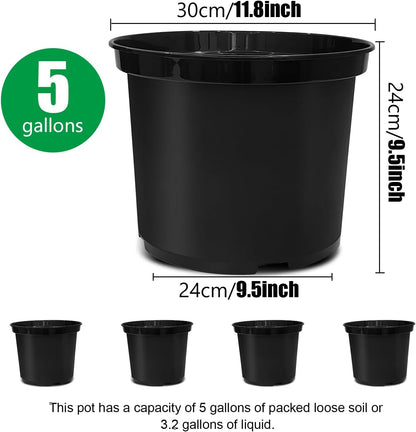 5 Gallon Nursery Pots (10-Pack) + 50ft Garden Hose with Spray Nozzle + 3-in-1 Soil Tester for Moisture/Light/pH | All-in-One Gardening Kit for Indoor/Outdoor Plants, Gardening Gifts for Women