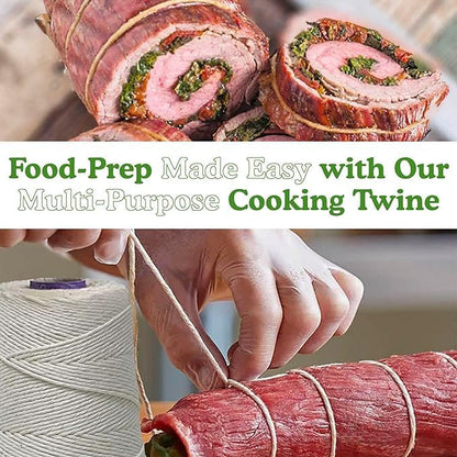Regency Wraps Butchers Cooking Twine on Holder with Cutter, Heavy Duty, 500ft, 16 Ply, 2.4mm Food-Safe Cotton Kitchen String for Turkey Trussing, Meat Prep, Crafting