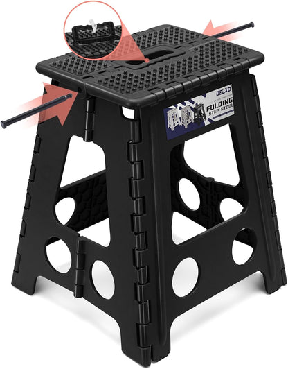 Folding Step Stool 13 Inch,300 Lbs Step Stool for Adults Black
