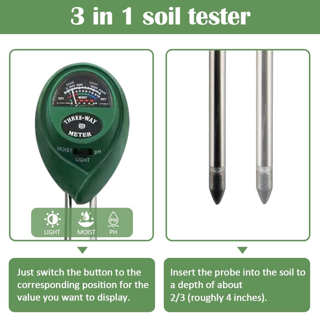 5 Gallon Nursery Pots (10-Pack) + 50ft Garden Hose with Spray Nozzle + 3-in-1 Soil Tester for Moisture/Light/pH | All-in-One Gardening Kit for Indoor/Outdoor Plants, Gardening Gifts for Women