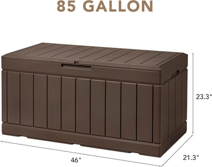 Devoko 100 Gallon Waterproof Large Resin Deck Box Indoor Outdoor Lockable Storage Container for Patio Furniture Cushions Garden Tools (100 Gallon, Black)