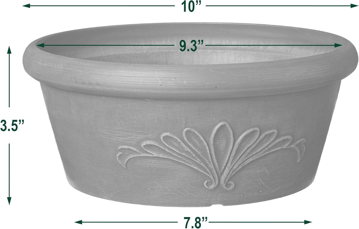 Arcadia Garden Products PSW TA30TP Plastic/Stone/Wood Composite Bulb Pan – No Drainage Hole (Drillable), Planter Bowl for Succulents, Bonsai, Fairy Gardens, Herbs,12-Inch, Taupe